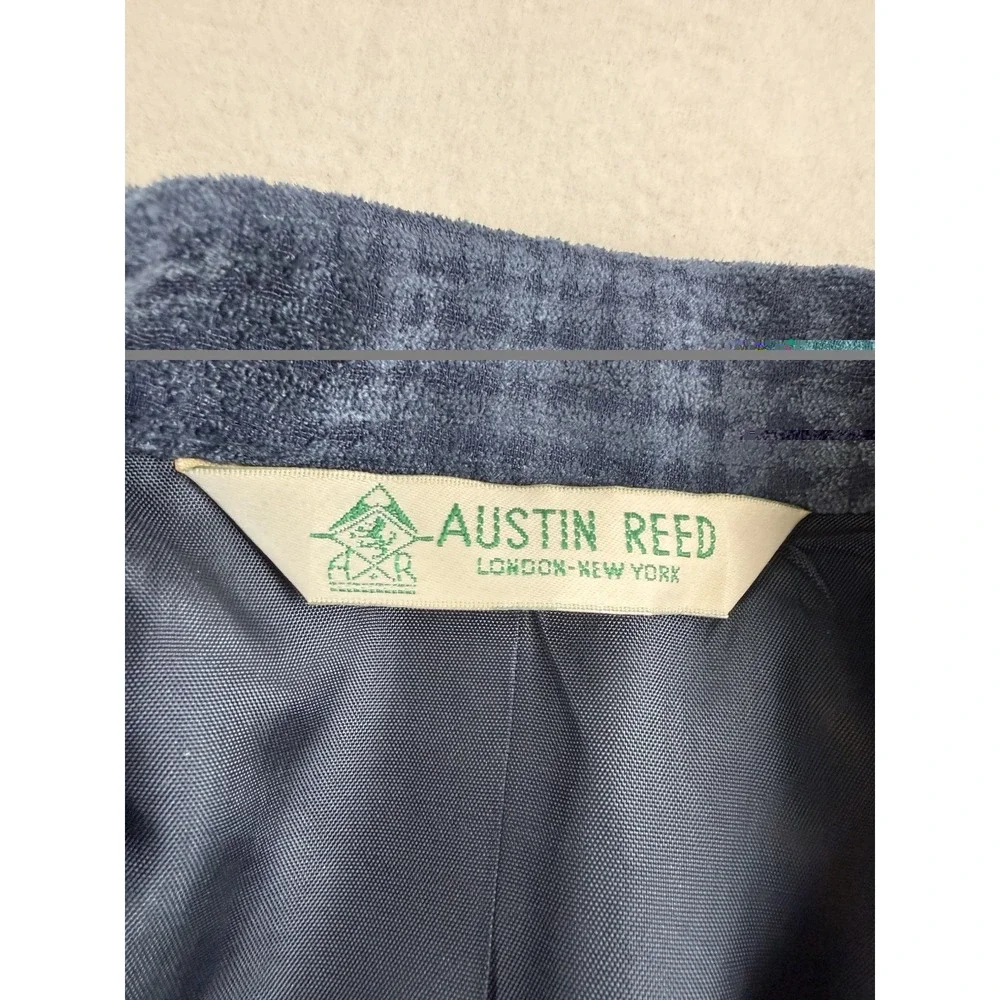 Austin Reed Double Breasted Blue Houndstooth Blazer Size 12 USA